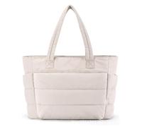 Donubiiu Lightweight Puffy Tote Bag,Puffer Bag, Quilted Tote Bag,Large School Travel Tote Bags for Women with Compartments (Beige)