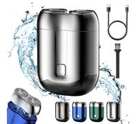 Donubiiu Peonly Electric Razor, 2025 Upgraded Mini Double Head Electric Shave, Mini Razor Dual Head Portable, Pocket Size Rechargeable Waterproof Electric Razor, Double-Ring Magnetic Cutter (Silver)