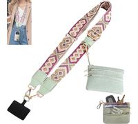Donubiiu Phone Lanyard with Zipper Pouch - Detachable Crossbody Wallet, Clip-On Lanyard and Badge Holder, Hands-Free Shoulder/Neck Phone Chain for Women (D)