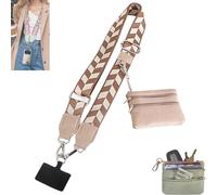 Donubiiu Phone Lanyard with Zipper Pouch - Detachable Crossbody Wallet, Clip-On Lanyard and Badge Holder, Hands-Free Shoulder/Neck Phone Chain for Women (L)