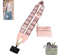 Donubiiu Phone Lanyard with Zipper Pouch - Detachable Crossbody Wallet, Clip-On Lanyard and Badge Holder, Hands-Free Shoulder/Neck Phone Chain for Women (J)