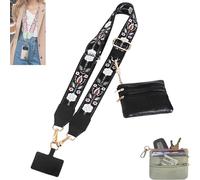 Donubiiu Phone Lanyard with Zipper Pouch - Detachable Crossbody Wallet, Clip-On Lanyard and Badge Holder, Hands-Free Shoulder/Neck Phone Chain for Women (C)
