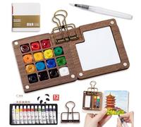 Donubiiu Pocket Artist Watercolor Travel Set, 2025 New Mini Watercolor Paint Set, Pocket Watercolor Set, Fourseasons Pocket Artist Watercolor Travel Set, Tiny Watercolor Set (15 Grids 12colors-A)
