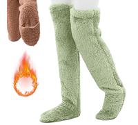 Donubiiu Soxxy Long Fuzzy Socks, Soxxy Cozy Long Socks for Women, Over The Knee Long Furry Leg Warmers Socks (Green,One Size)