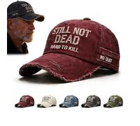 Donubiiu Still Not Dead Cap Hard to Kill Hat, Funny Embroidered Baseball Cap, Vintage Distressed Dad Hat with Adjustable Strap (Rot)