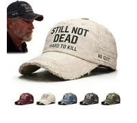 Donubiiu Still Not Dead Cap Hard to Kill Hat, Funny Embroidered Baseball Cap, Vintage Distressed Dad Hat with Adjustable Strap (Beige)