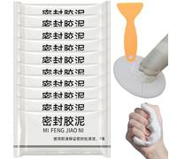 Donubiiu Super Diamond Mud Seal, Waterproof Sealant Mud, White Seal Putty Waterproof Duct Seal Repair Sealing Clay, Waterproof Repair Sealing Clay Sealant for Wall Hole, Air Conditioning Hole (10PCS)