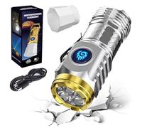 Donubiiu Three Eyed Monster Mini Flashlight, Three Eyed Monster Mini Flash Super Power Flashlight, Ultra Bright LED Torch with 5 Lighting Modes, Waterproof Design & Pocket-Sized Convenience (Silver)