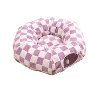 Donut 2-in-1 Cat Tunnel Bed S-Shape Plush Cave Nest | Self-Warming Detachable Burrow Non-Slip Foldable Machine Washable for Small Cats