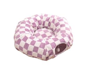 Donut 2-in-1 Cat Tunnel Bed S-Shape Plush Cave Nest | Self-Warming Detachable Burrow Non-Slip Foldable Machine Washable for Small Cats