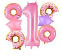 Donut Balloons Pink Number 1 Balloons Donut Foil Balloon for Sweet One Birthday Party Decorations