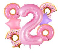 Donut Balloons Pink Number 2 Balloons Donut Foil Balloon for Sweet Two Birthday Party Decorations