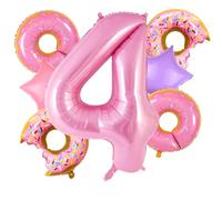 Donut Balloons Pink Number 4 Balloons Donut Foil Balloon for Sweet Four Birthday Party Decorations