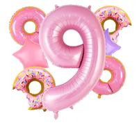 Donut Balloons Pink Number 9 Balloons Donut Foil Balloon for Sweet Nine Birthday Party Decorations