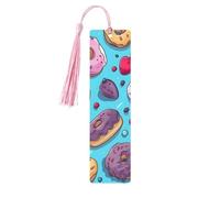 Donut Bookmark Dessert Sweet Wooden Bookmark with Tassel Book Mark for Women Men Reading Page Markers Gifts for Book Lovers
