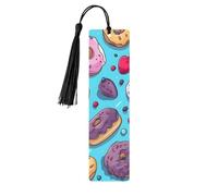 Donut Bookmark Dessert Sweet Wooden Bookmark with Tassel Book Mark for Women Men Reading Page Markers Gifts for Book Lovers