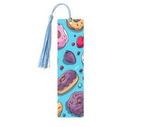 Donut Bookmark Dessert Sweet Wooden Bookmark with Tassel Book Mark for Women Men Reading Page Markers Gifts for Book Lovers