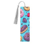 Donut Bookmark Dessert Sweet Wooden Bookmark with Tassel Book Mark for Women Men Reading Page Markers Gifts for Book Lovers