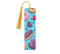 Donut Bookmark Dessert Sweet Wooden Bookmark with Tassel Book Mark for Women Men Reading Page Markers Gifts for Book Lovers