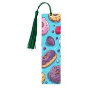 Donut Bookmark Dessert Sweet Wooden Bookmark with Tassel Book Mark for Women Men Reading Page Markers Gifts for Book Lovers