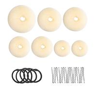 Donut bread maker, set of 7 pieces, gold ring shape, with 10 U shaped clips, 5 elastic hair strings.