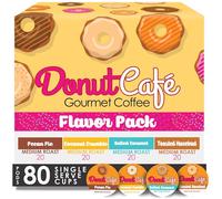Donut Café 80 Medium Roast Coffee Capsules for Keurig K Cup Brewer, 20 Each: Pecan Cake, Coconut Crumbs, Salted Caramel, Roasted Hazelnut, Flavored Variety Pack