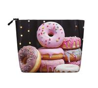 Donut Cake Makeup Bag For Women, Waterproof Linen Travel Cosmetic Organizer Lightweight Zipper Travel Toiletry Bag Organizer Makeup Brushes Storage Bag