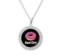 Donut Care Women's Custom Pendant Necklace Round Diamond Necklaces Jewelry Gifts for Men Birthday