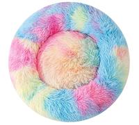 Donut Cat Bed for Indoor Cats,20" Rainbow Calming & Orthopedic Pet Bed - Plush Round Dog Bed with Non-Slip Bottom, Machine Washable for Cats, Small Dogs & Pets Up to 18lbs
