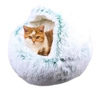 Donut Cat Bed House, Round Cave Sleeping Bed Plush Kitten Bed, Warm Pet Cushion Sofa with Non-Slip Bottom, Indoor Cat Nest Tent for Kittens and Puppy (Diameter: 50cm,Green)