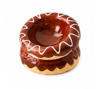 Donut Ceramic Cat Bowl, 15° Tilted Elevated Pet Food Water Bowl, Whisker Friendly Anti-Vomit Neck Protection Dish, Food Grade Lead-Free Ceramic, for Cat Lovers for Kitten Puppy Small Dog