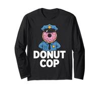 Donut COP Cartoon Donut with Police Uniform Funny Pun Long Sleeve T-Shirt