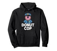 DONUT COP Cartoon Donut With Police Uniform Funny Pun Pullover Hoodie