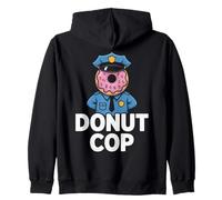 DONUT COP Cartoon Donut With Police Uniform Funny Pun Zip Hoodie