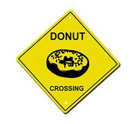 Donut Crossing Plaques And Signs Outdoor Funny Metal Sign 12X12 inch