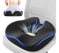 Donut Cushion, Memory Foam Seat Cushions with Center Hole & U-Shaped Design, Ergonomic Office Chair Cushion Support for Long Sitting, Anti-Slip Seat Cushion for Office, Car, Home, Wheelchair, Black