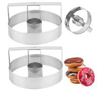 Donut Cutter with Handle - 2PCS Stainless Steel Doughnut Mold, Biscuit Cookie Cake Baking Tool with Hole Cutter