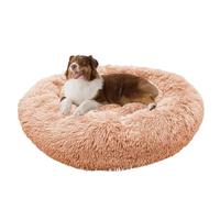 Donut Dog Bed, Fluffy Anti Anxiety Dog Beds, Pet Nest with 20 cm Thick Raised Rim, Calming Plush Round Pet Bed for Medium & Large Dogs, Machine Washable (Champagne,120x120x20cm (L x W x H))