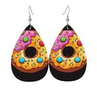 Donut Earrings for Women Teardrop Leather Earring Double Sided Drop Dangle Earrings Lightweight Women's Ear Accessories Jewelry Fashion Birthday Gift