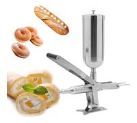 Donut Filler Machine, Stainless Steel Manual 5L Jelly Filling Machine with 4 Nozzles for Commercial Use in Kitchens, Bakeries, Restaurants, and Cafes
