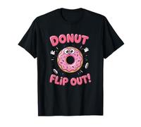 Donut Flip Out Funny Pink Doughnut Cartoon Pun Design T-Shirt