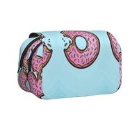Donut Flip-Top Double-Layer Pencil Case,Large Capacity (Holds 50 Pens/Pencis),Full-Print Durable Polyester School Office Supplies