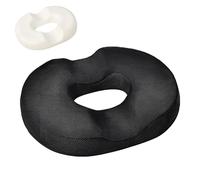 Donut Gel and Memory Foam Doughnut Ring Pressure Seat Cushion for Wheelchair,Office,Desk Chair,Airplane,Long Sitting,Sciatica,Coccyx,Hemorrhoid,Orthopedic,Tailbone Pain Relief (Black-Memory Foam)