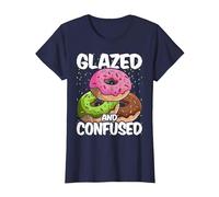 Donut Glazed and Confused Funny Donut T-Shirt, Women, Navy Blue, 3X-Large