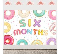 Donut Half Birthday Decorations - Donut 6 Month Birthday Backdrop, Happy Half Birthday Decorations for Girl, Donut 1/2 Way to First Birthday Party Photography Background