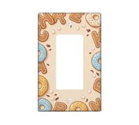 Donut Kitchen Single Rocker Light Switch Cover, Playful Fanciful Biscuits Marshmallow None Beige Plastic Standard Size Accents Wall Switch Plates for Home Living Room Bedroom Bathroom Decor