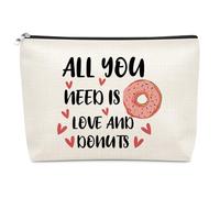 Donut Lover Gift Makeup Bag Funny Positive Gifts for Women Donut Gifts for Women Female Besties Best Friends Soul Sister Coworker Friendship Birthday Motivational Presents Donuts Cosmetic Bag