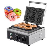 Donut Maker, Electric Double Sided Non-Stick Waffle Donut Maker for Professional Kitchen and Family Breakfast, 6 Holes