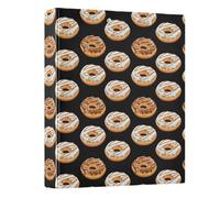 Donut on Black Background 3 Ring Binder 1.5 Inch Round Ring Binder View Binder Holds 200 Documents for Home School Office Use