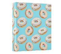 Donut on Blue Background 3 Ring Binder 1.5 Inch Round Ring Binder View Binder Holds 200 Documents for Home School Office Use